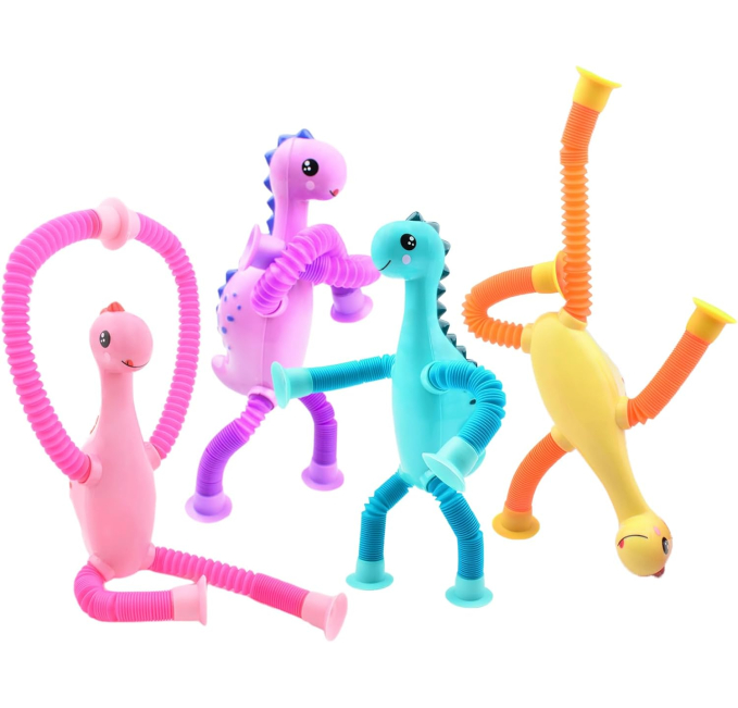Yrissmiss Dinosaur Sensory Toys 4Pcs Shape Changing Pop Tubes Toys Circuit