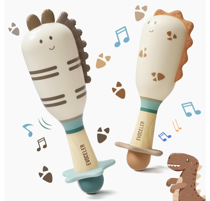 Evoceler Dinosaur Baby Rattles Teething Toys for Infants Toys Circuit