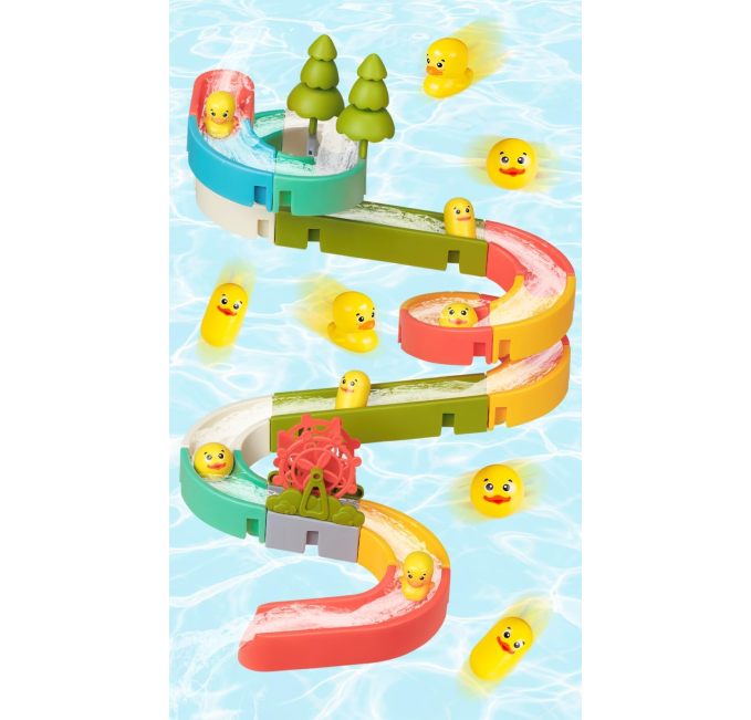 SOCBTNSO Duck Slide Bath Toy Set for Kids 38 Pieces Toys Circuit