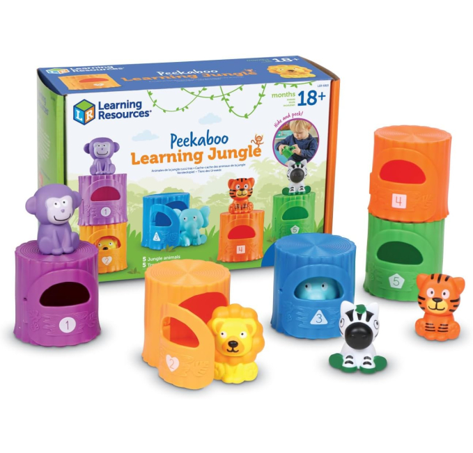 Learning Resources Peekaboo Learning Jungle Toddler,10 Pieces, Ages 18 Months+, Learning Toys, Baby Toys, Educational Toys, Fidget Toys, fine Motor Skills  Toys & Games