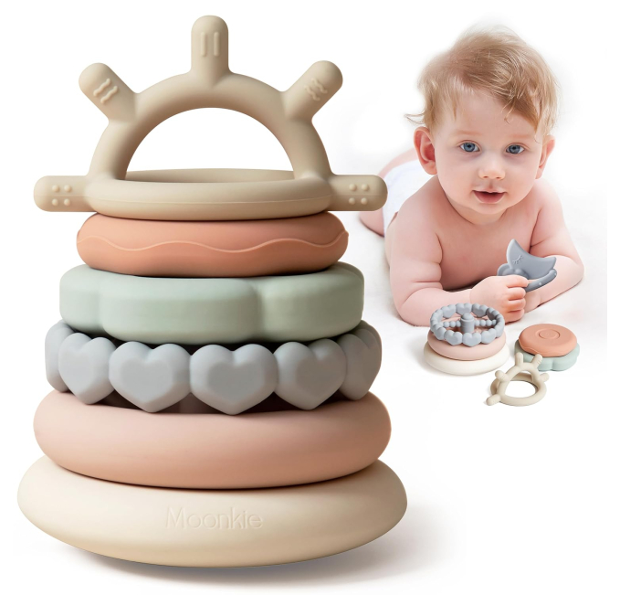 Moonkie Stacks of Circles Soft Teething Toy Set for Babies Toys Circuit