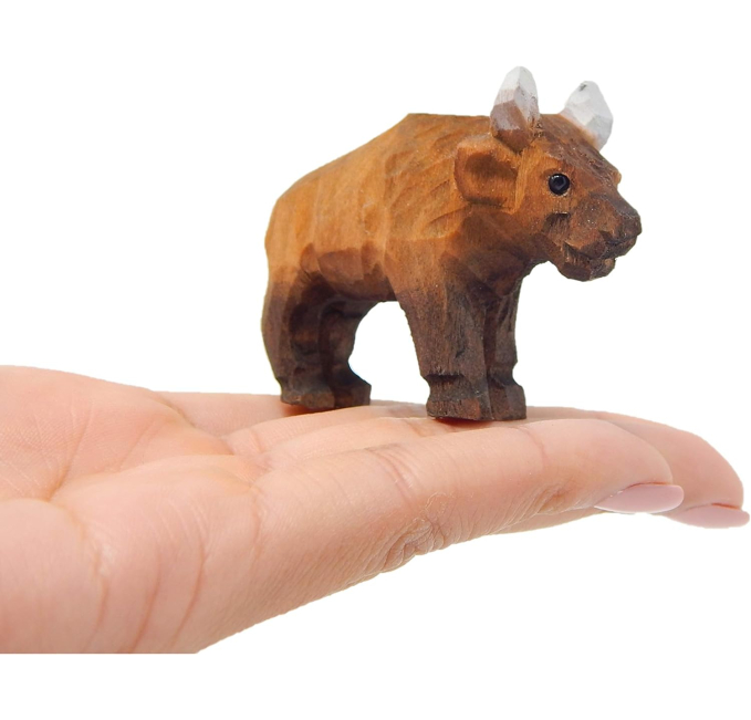 Buffalo Figurine Wood Carving for Home Decor by Toys Circuit