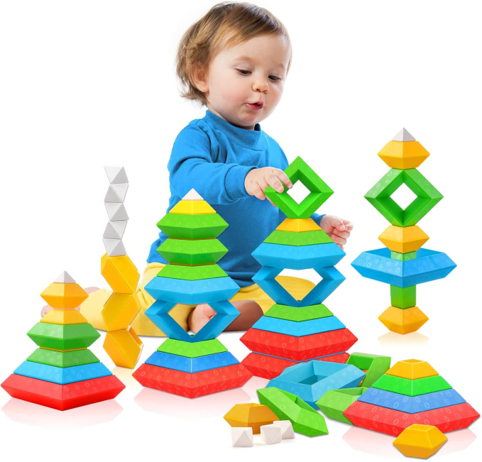 Hieoby Montessori Toys Building Blocks 30Pcs for Toddlers Toys Circuit