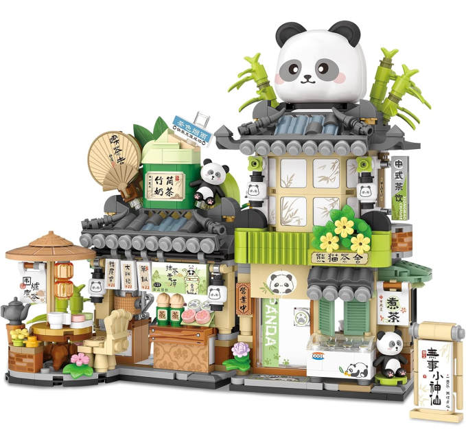 Street View Tea Shop Mini Building Blocks Toys Circuit Set