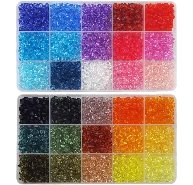 INSPIRELLE 2400 PCS 6mm Bicone Beads for Jewelry Making Toys Circuit