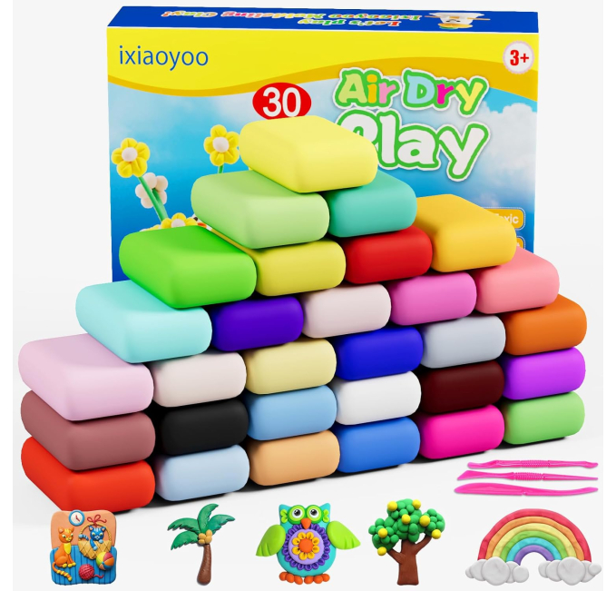 Ixiaoyoo Air Dry Clay Kit for Kids 30 Colors Modeling Clay Toys Circuit