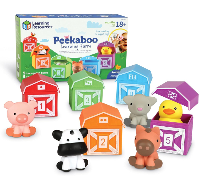Learning Resources Peekaboo Learning Farm - 10 Pieces, Ages 18+ Months Toddler Learning Toys, Counting and Sorting Toys, Farm Animals Toys, Easter Basket Stuffers​  Toys & Games