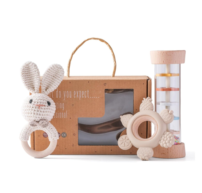 Youuys Wooden Baby Rattle Set Montessori Toys Circuit  3pcs