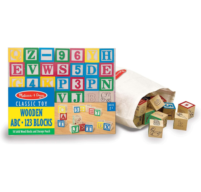 Melissa & Doug ABC 123 Wooden Blocks Set for Kids 50 PCS Toys Circuit