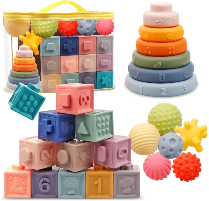 Montessori Toys for Babies Soft Stacking Building Blocks Toys Circuit