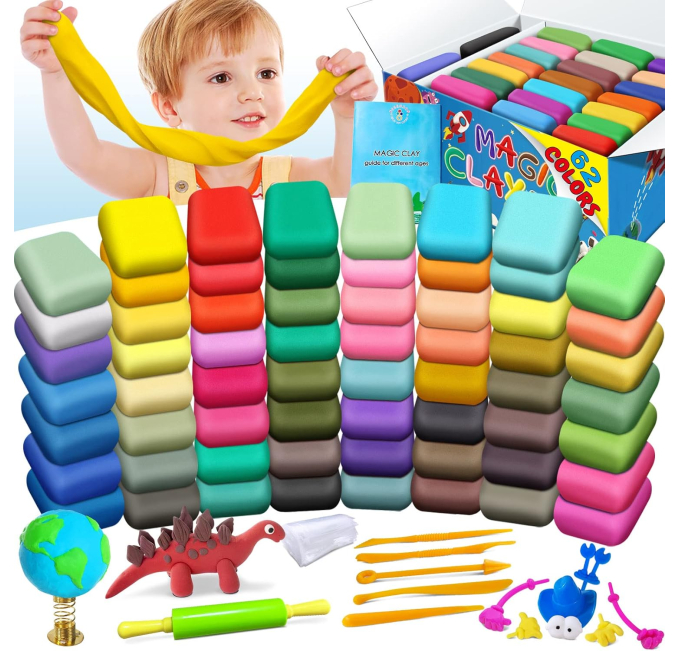 ESSENSON Air Dry Magic Clay 62 Colors DIY Craft Kit Toys Circuit