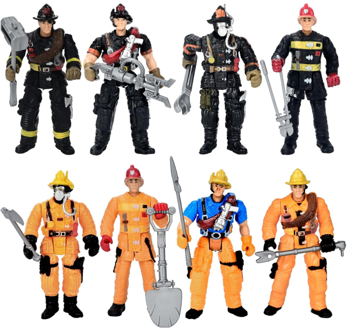 Firefighter Action Figures 8 Pieces Playset by Toys Circuit for Kids