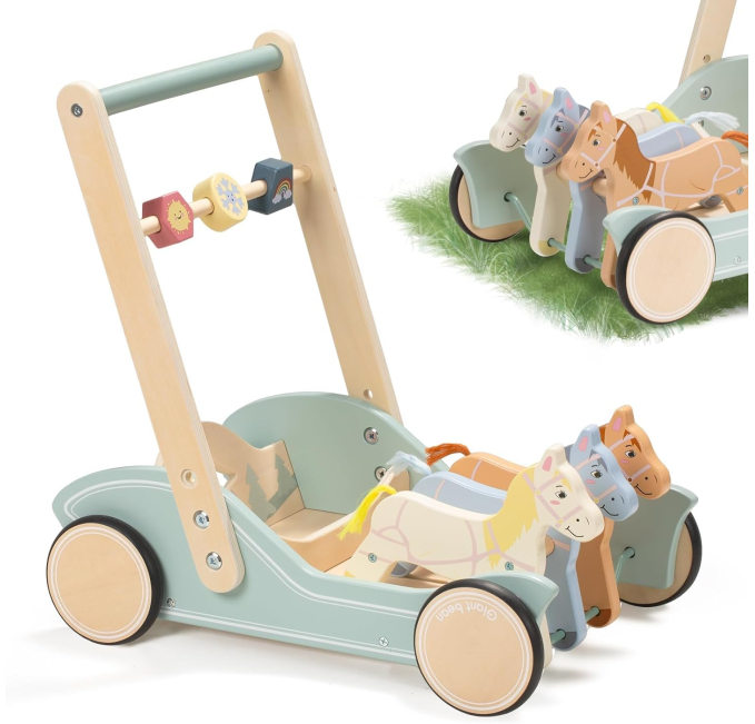 Galloping Ponies Wooden Baby Walker for Toddlers Toys Circuit