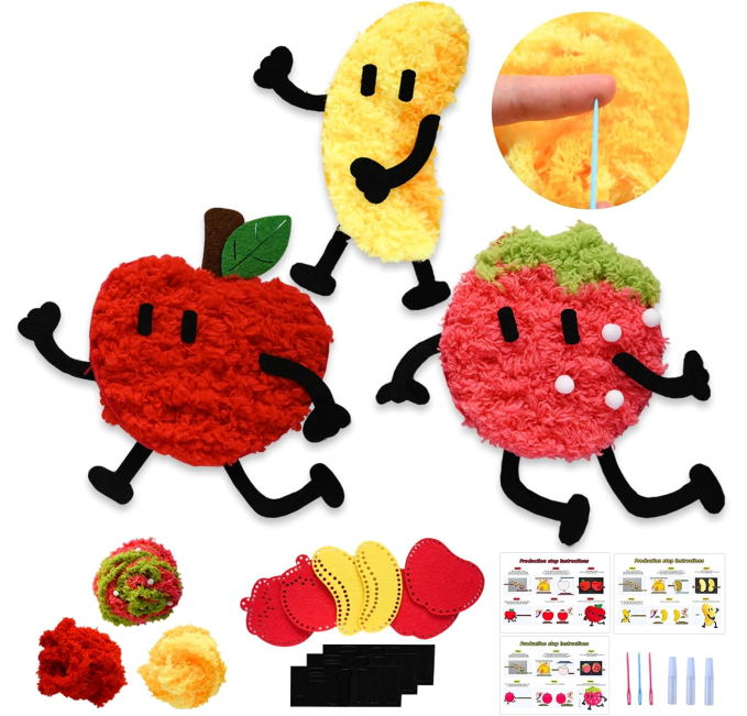 CAI LAI DIY Embroidery Doll Set Cartoon Fruits Sewing Kit Toys Circuit