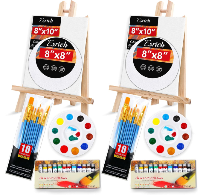 ESRICH Acrylic Paint Canvas Set with Easels and Brushes Toys Circuit