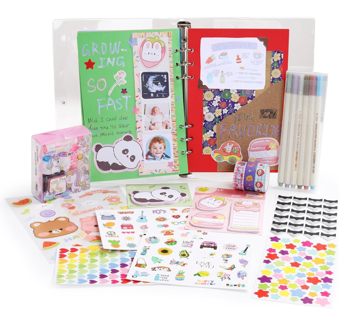 Color Run DIY Scrapbook Album Kit 6x8 Inch Journal Set Toys Circuit