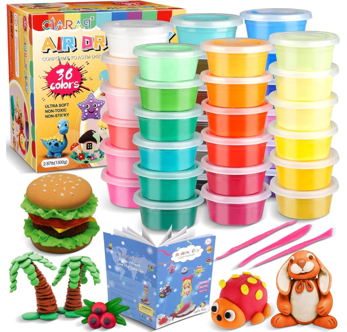 CiaraQ Air Dry Clay 36 Colors Soft Modeling Kit for Kids Toys Circuit