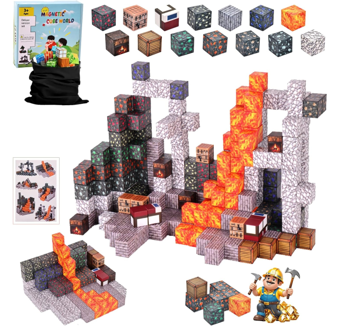 gyttoping Magnetic Blocks 128PCS STEM Magnet World Set Toys Circuit