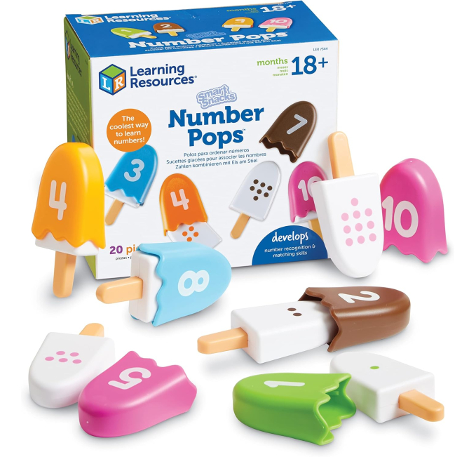 Learning Resources Smart Snacks Number Pops - 20 Pieces, Ages 2+,Toddler Number Learning Toys, Preschool Math Games, Fine Motor Toys, Numbers for Kids  Toys & Games