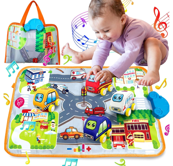 Car Toys Soft Baby Vehicle Set with Musical Playmat Toys Circuit