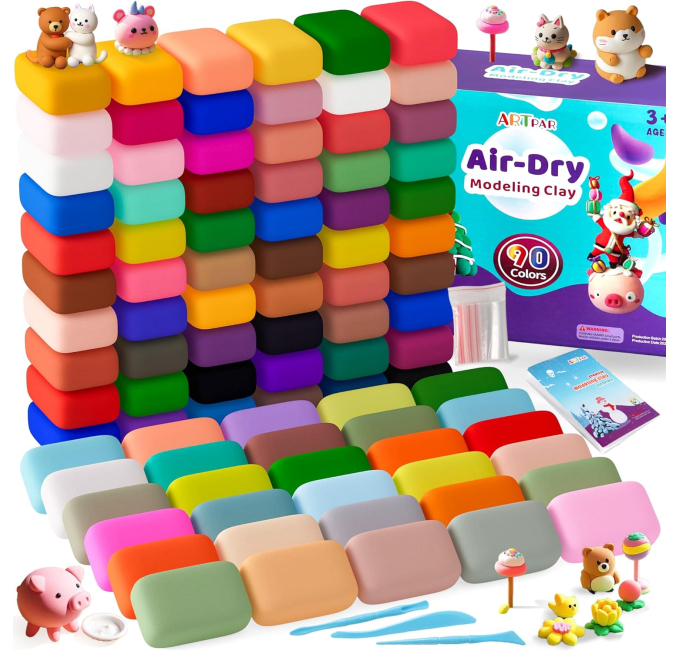 ARTPAR Air Dry Clay 90 Colors DIY Modeling Kit Toys Circuit