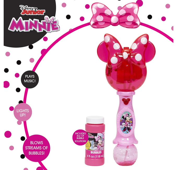 Little Kids Disney Minnie Mouse Light and Sound Musical Bubble Wand, Includes Bubble Solution, Plastic, Multi (2051)  Toys & Games