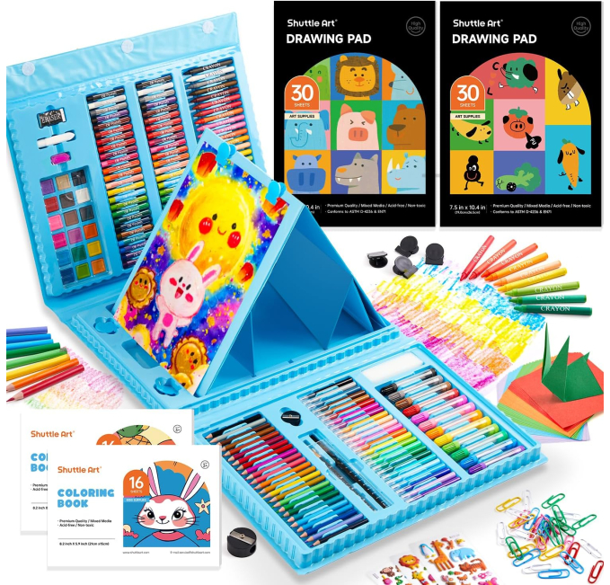 Shuttle Art 335 Piece Kids Art Set with Easel and Pads Toys Circuit