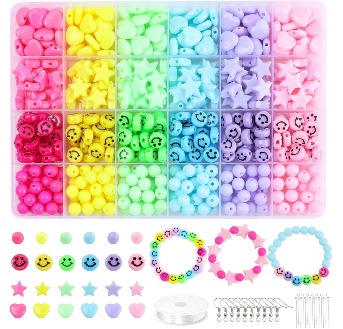 Candy Color Acrylic Heart Beads Kit for Jewelry Making Toys Circuit