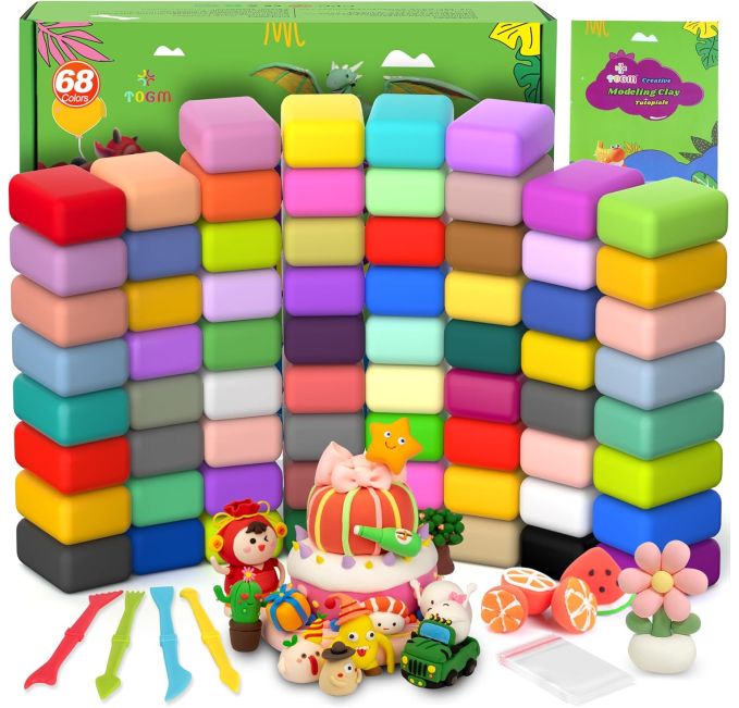 Ixiaoyoo Air Dry Clay 68 Colors Modeling Kit for Kids Toys Circuit