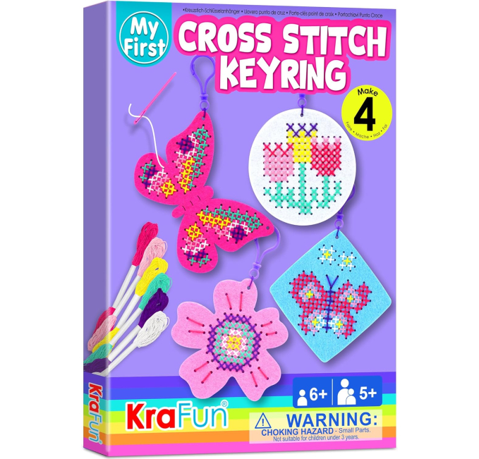 KRAFUN Cross Stitch Kit for Kids Fun Embroidery Set Toys Circuit