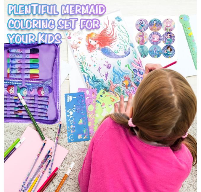 CORALMEE 66 Piece Mermaid Markers Set for Kids Toys Circuit ...