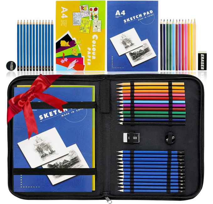 LUCYCAZ Art Supplies Drawing Kit for Kids with Sketch Pad Toys Circuit