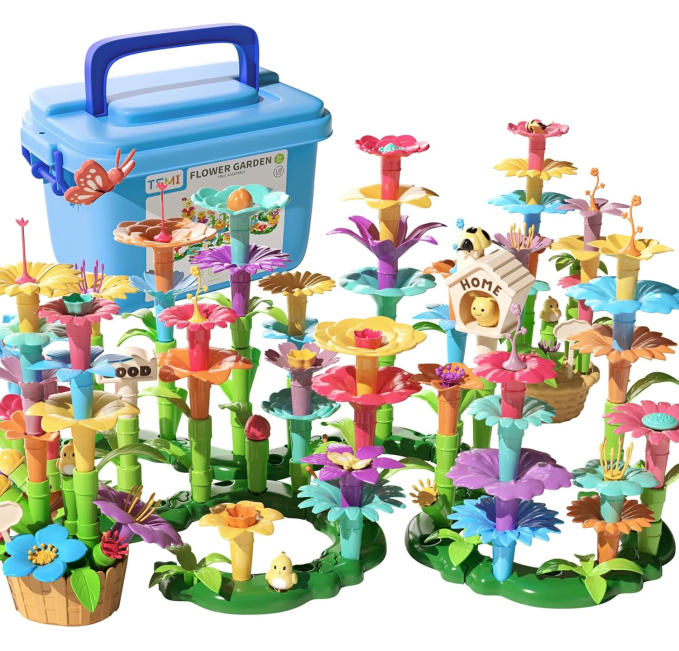 TEMI 138 PCS STEM Flower Garden Building Set for Kids Toys Circuit