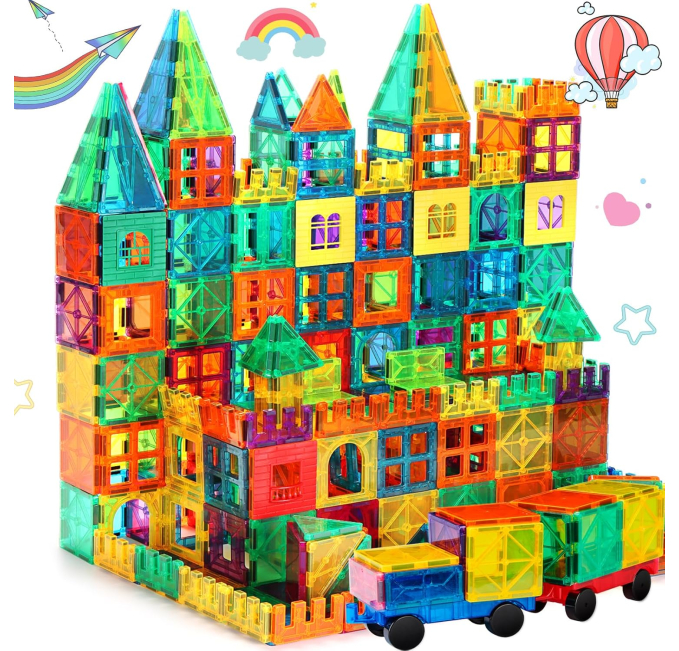 FNJO Magnetic Tiles 100PCS STEM Building Blocks for Kids 3+ Toys Circuit