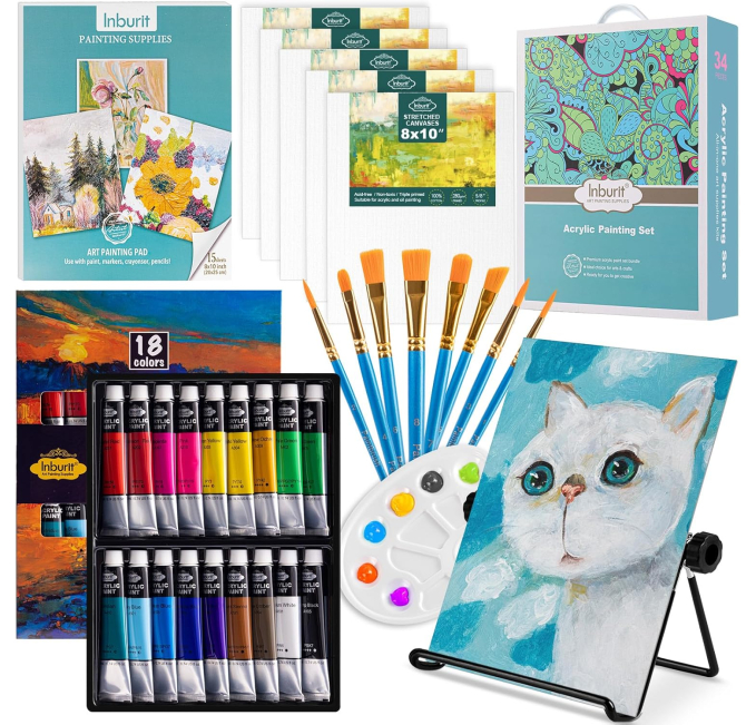 Inburit Art Paint Set for Kids with Easel and Canvas Toys Circuit