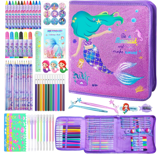 CORALMEE 66 Piece Mermaid Markers Set for Kids Toys Circuit