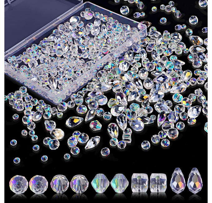 Quefe 600 Pcs Glass Beads Jewelry Making Kit Crystal Rondelle Toys Circuit