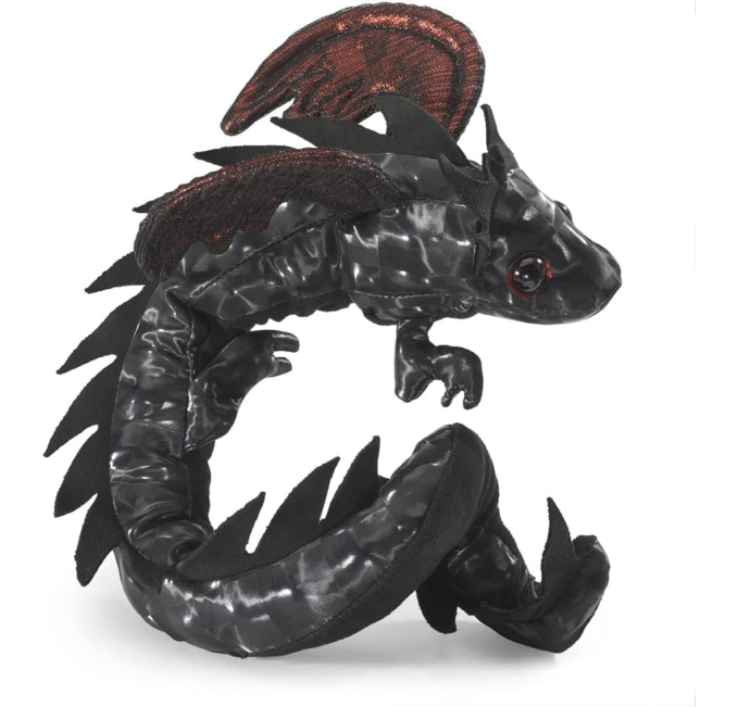Folkmanis Dragon Wristlet Finger Puppet Black Red-brown Toys Circuit