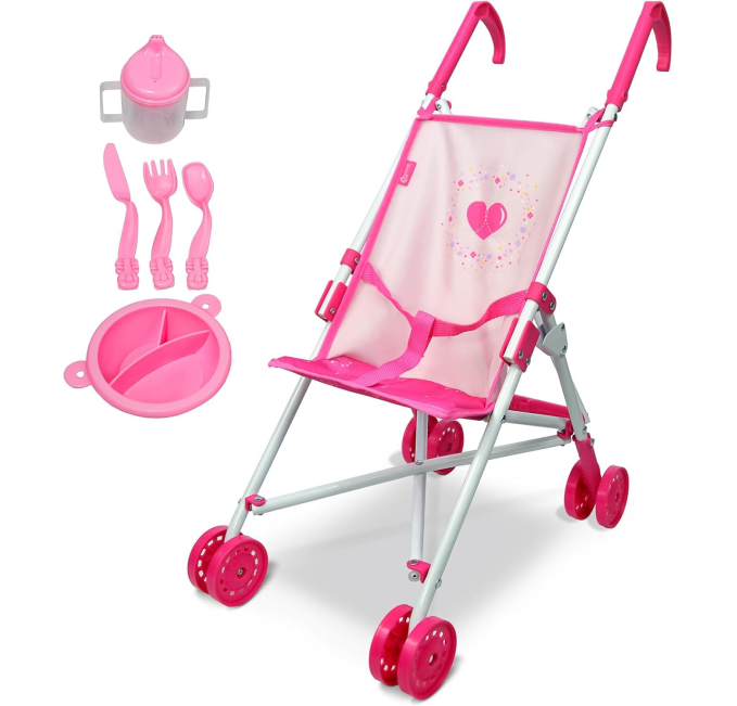 Anivia Doll Stroller Toy Toys Circuit Realistic Heart Design Foldable