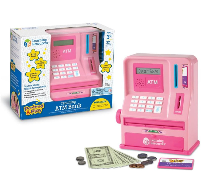 Learning Resources Teaching ATM Bank Pink 32 Pieces Toys Circuit