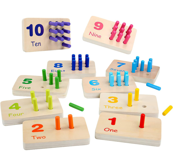 MIKNEKE Montessori Number Counting Peg Board Educational Toy Toys Circuit