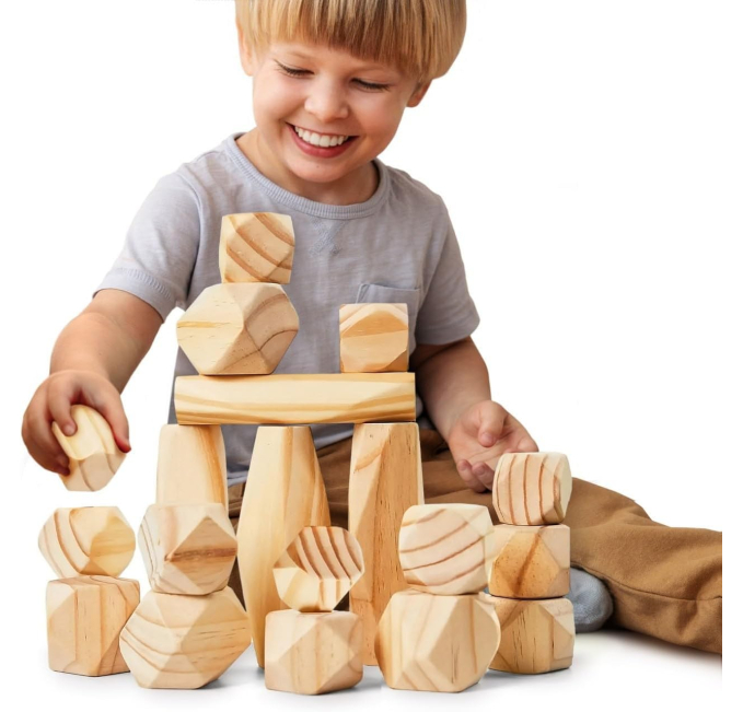 Panda Brothers Wooden Balancing Stones Toys Circuit Montessori Toy