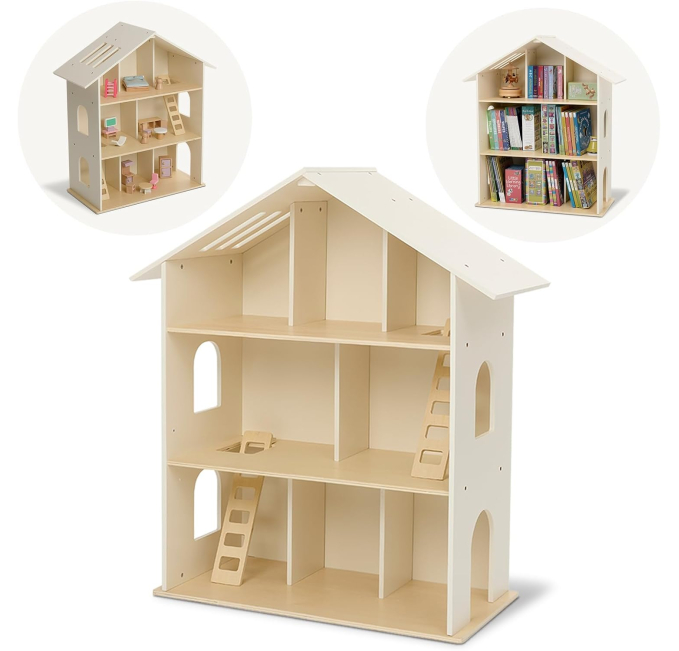 Monläurd Birch Dollhouse Bookshelf Toys Circuit Mini Shelf