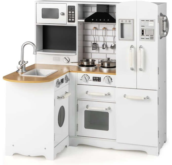 HONEY JOY Kids Wooden Play Kitchen Set for Toddlers Toys Circuit