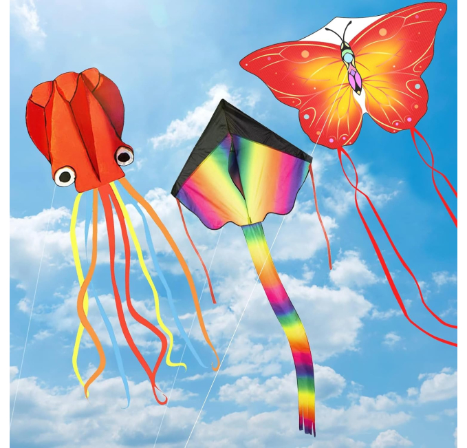 Rufus AI Large Butterfly Octopus Kites Toys Circuit 3 Pack