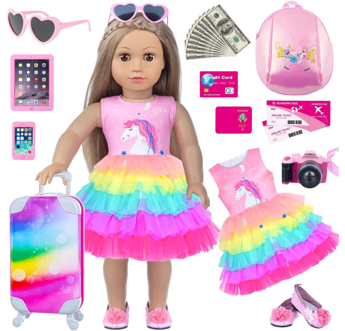 Rufus AI 18 Inch Girl Doll Clothes Accessories Travel Suitcase Toys Circuit