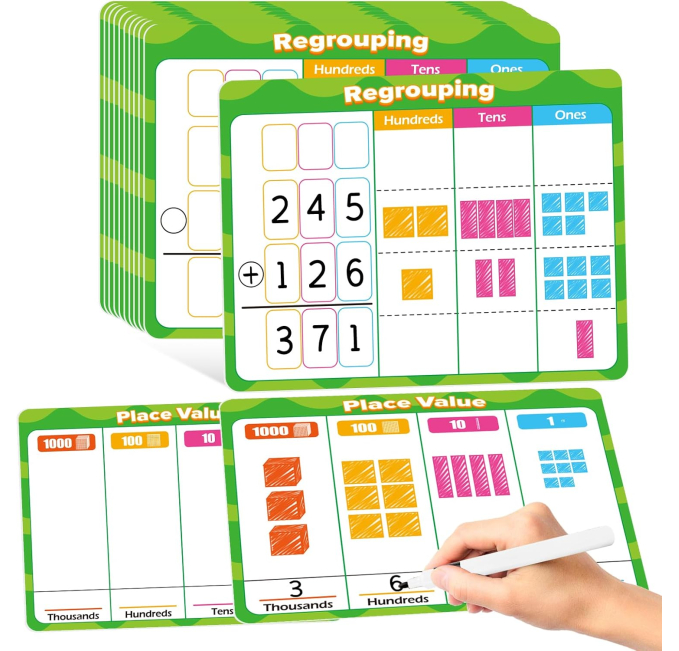 Laffunz 10 PCS Place Value Chart Dry Erase Cards Math Games Toys Circuit