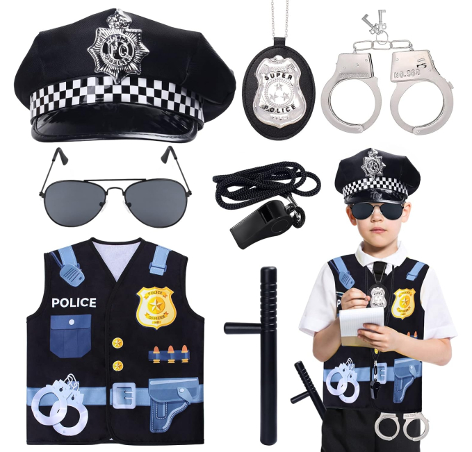Keymall Police Costume Set Toys Circuit Boys Officer Dress Up 7 Pcs