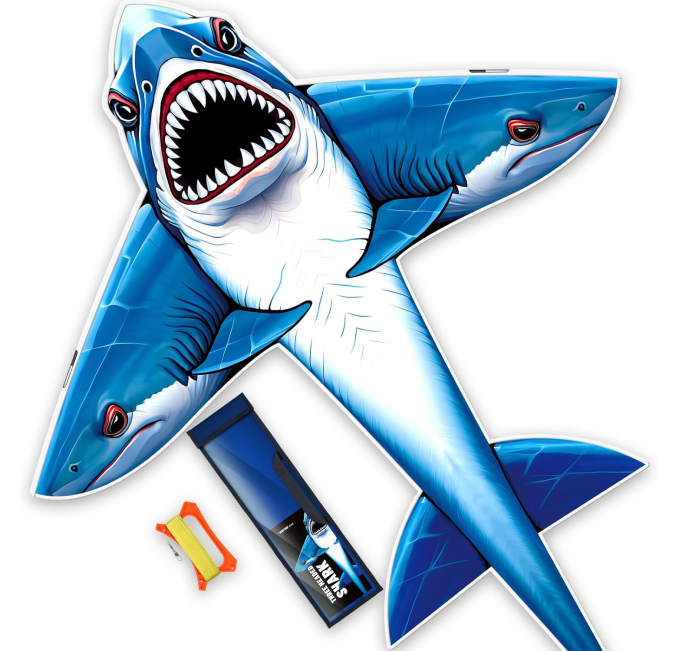SGftre Three Headed Shark Kite for Kids and Adults Toys Circuit