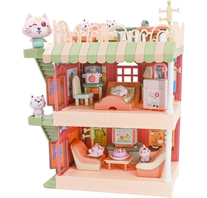 nunukids Dollhouse Playset for Kids with Furniture Toys Circuit